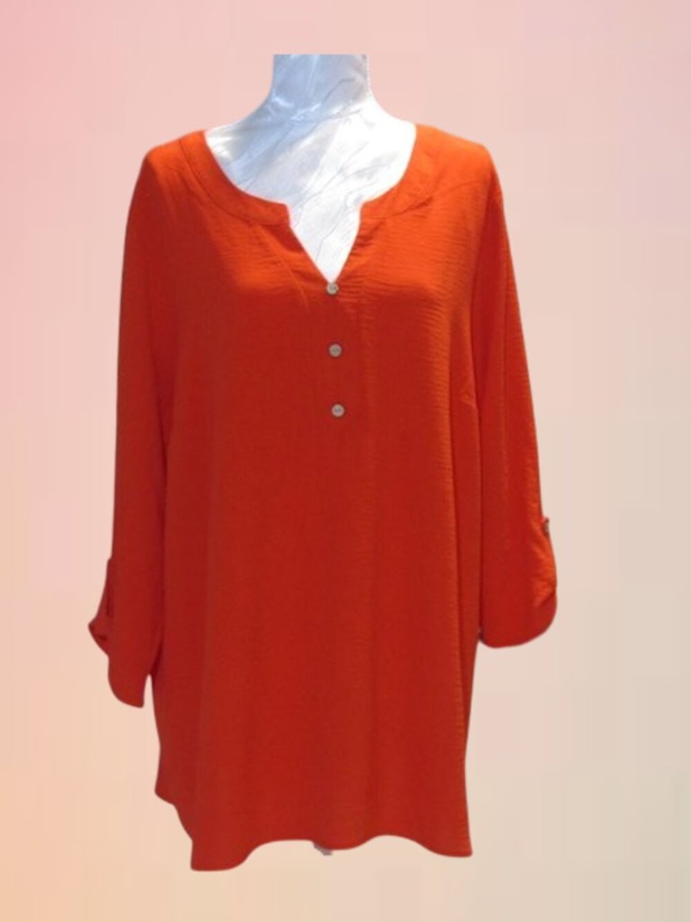 New with tag. Naif women top size XL color red  ¾ sleeve front buttons